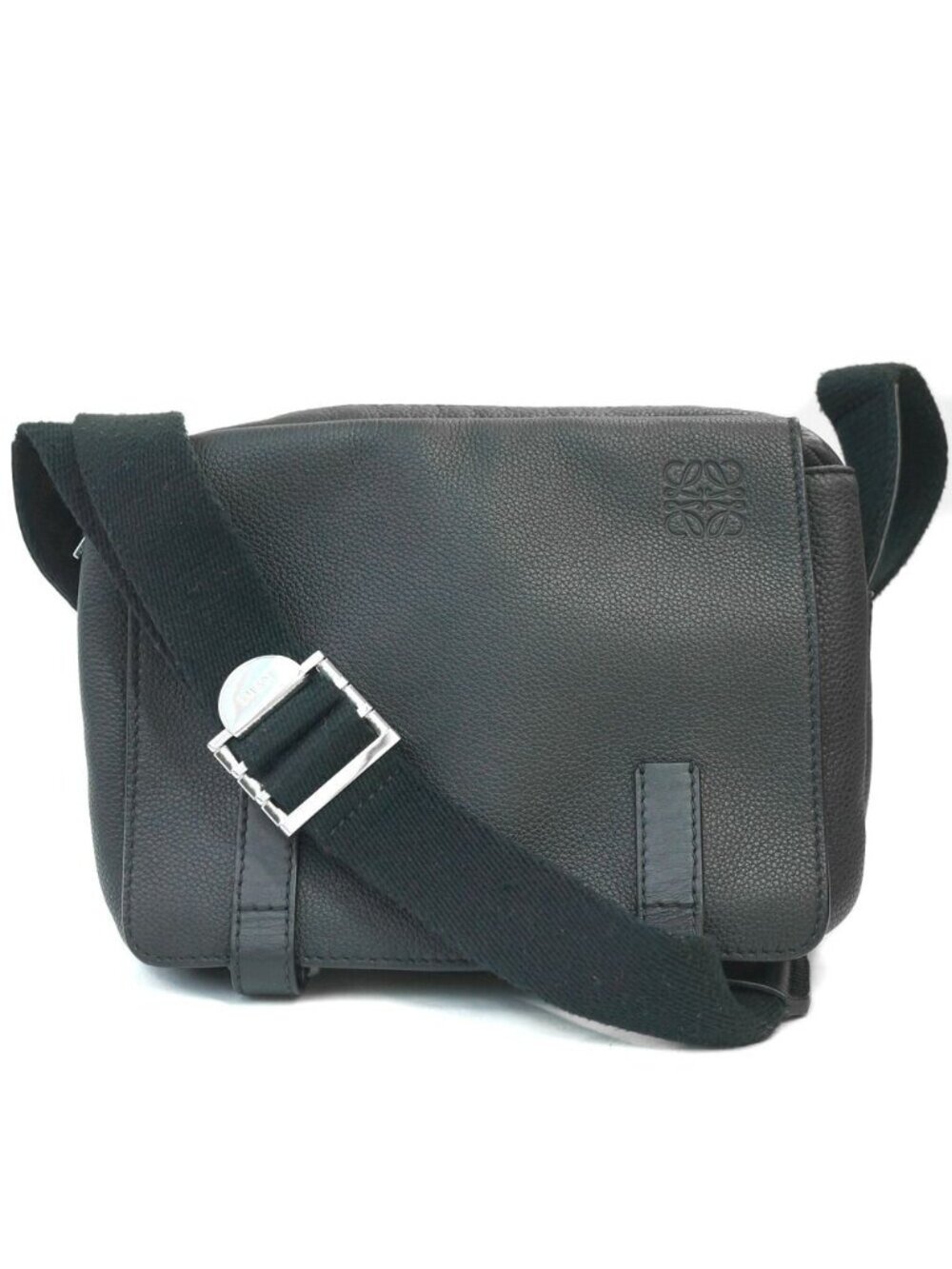 Loewe Military Messenger Bag Black Silver Leather Bags